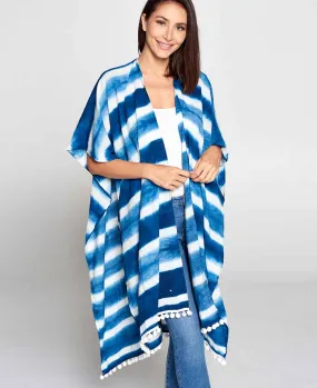 Ocean Waves Organic Cotton Indigo Kaftan Wrap, Free size