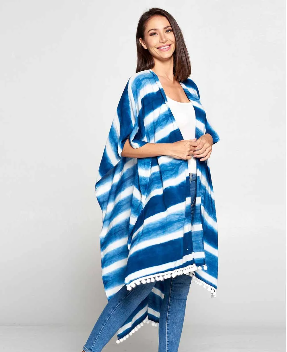 Ocean Waves Organic Cotton Indigo Kaftan Wrap, Free size