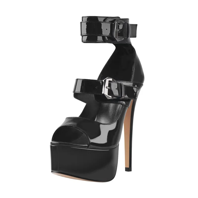 Peep Toe Platform Buckle Belts Thin Heel Sandals