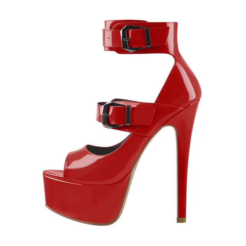 Peep Toe Platform Buckle Belts Thin Heel Sandals