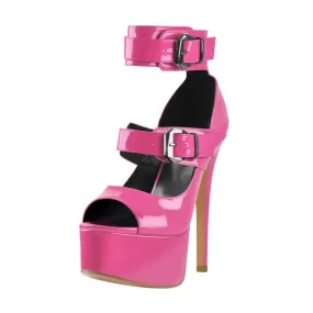 Peep Toe Platform Buckle Belts Thin Heel Sandals