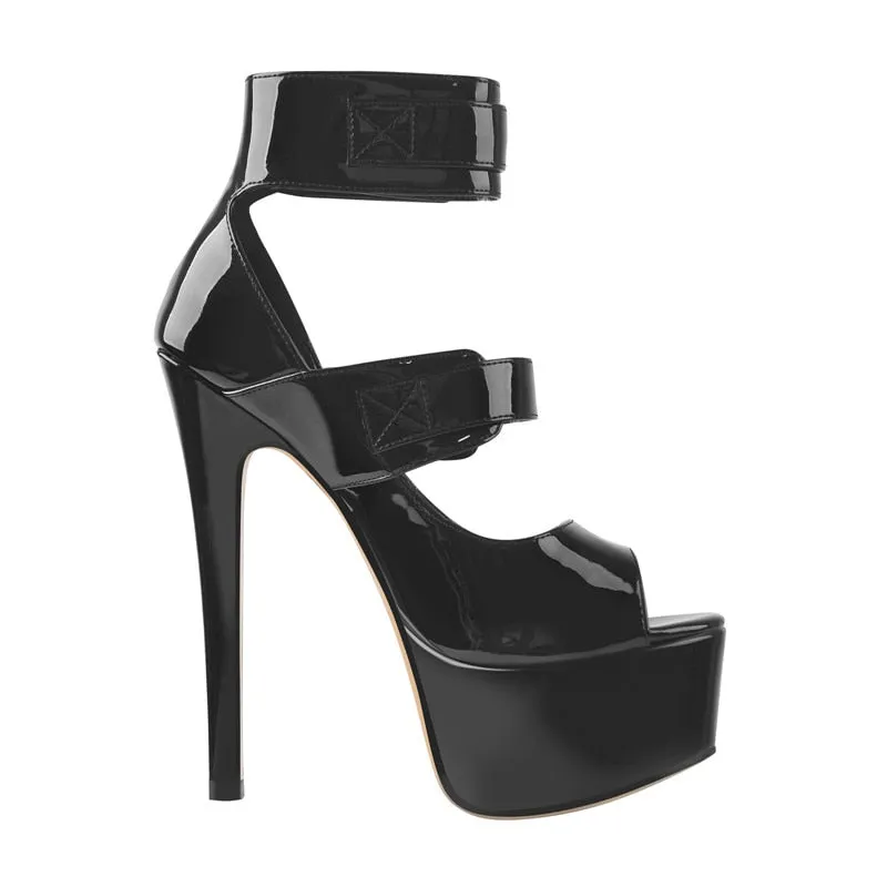 Peep Toe Platform Buckle Belts Thin Heel Sandals