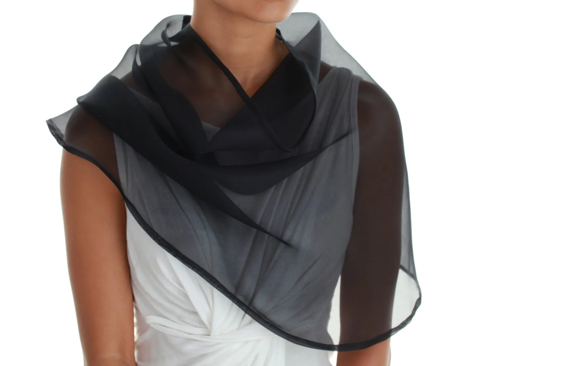 Silk Organza Wrap in Black