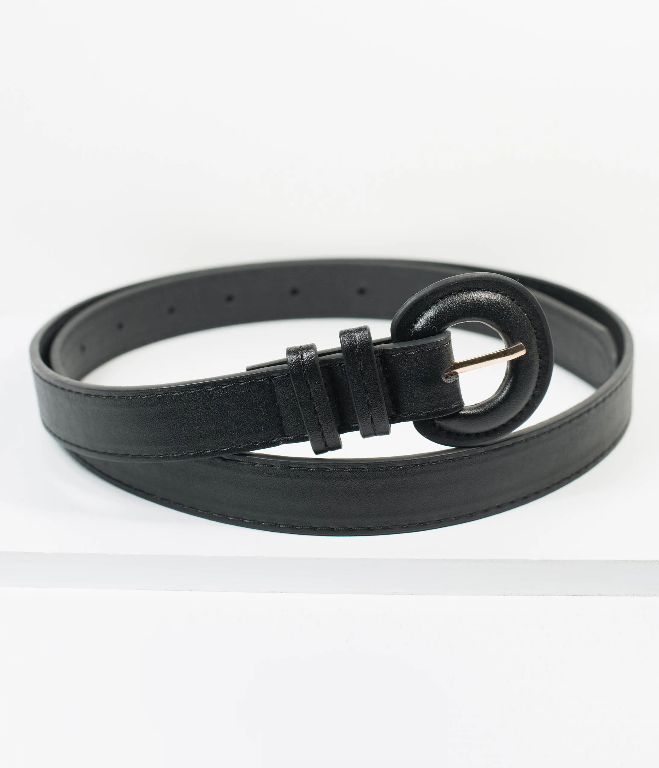 Thin Black Leatherette Belt