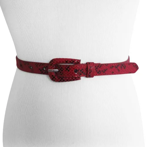 Thin Red and Black Snake Patterned Belt