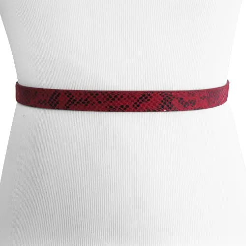 Thin Red and Black Snake Patterned Belt