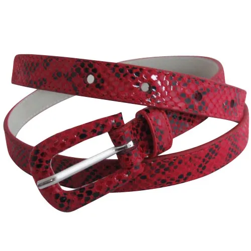 Thin Red and Black Snake Patterned Belt