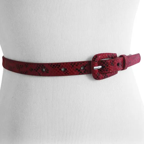 Thin Red and Black Snake Patterned Belt