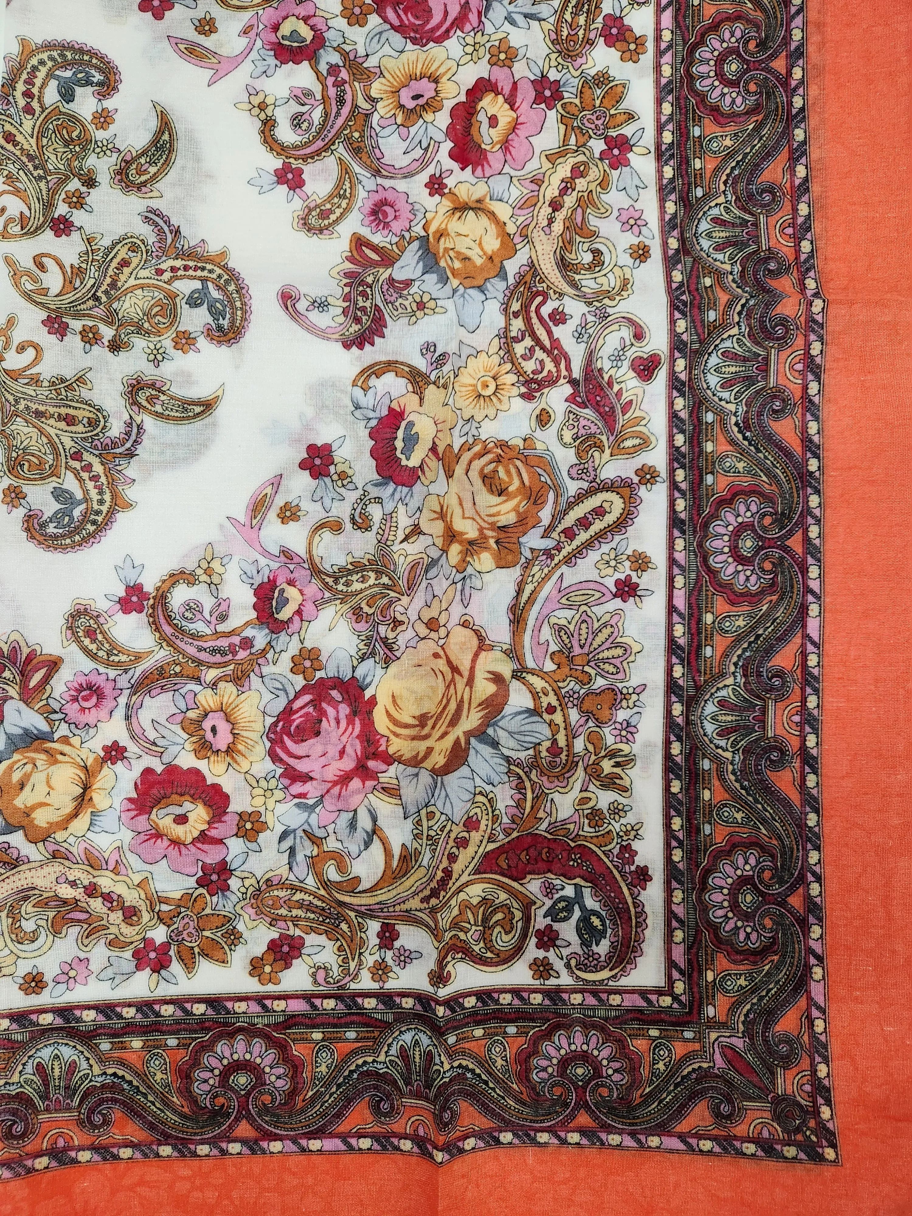 Traditional Polish Folk Head Scarf - Ukrainian Collection, Peach