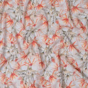 Tropical Blush Modal Satin Fabric, 110 cm Wide - Exotic Botanical Print-D18422