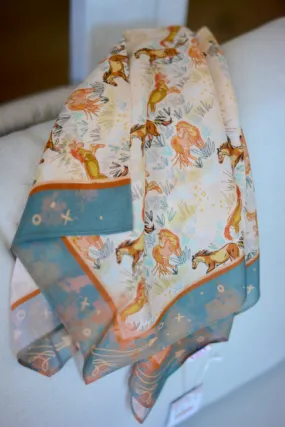 Wild Horses Mustang Meadow Wild Rag Silk Scarf