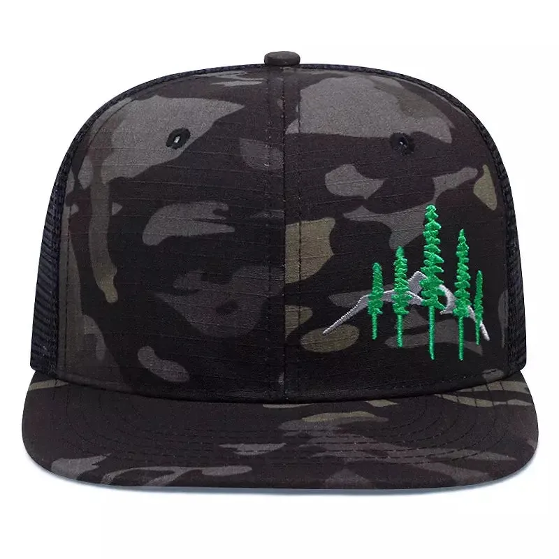 Wild Pines Black Camouflage Trucker Snapback Cap