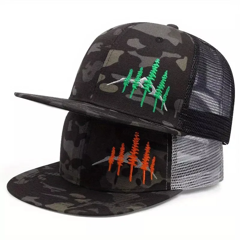 Wild Pines Black Camouflage Trucker Snapback Cap