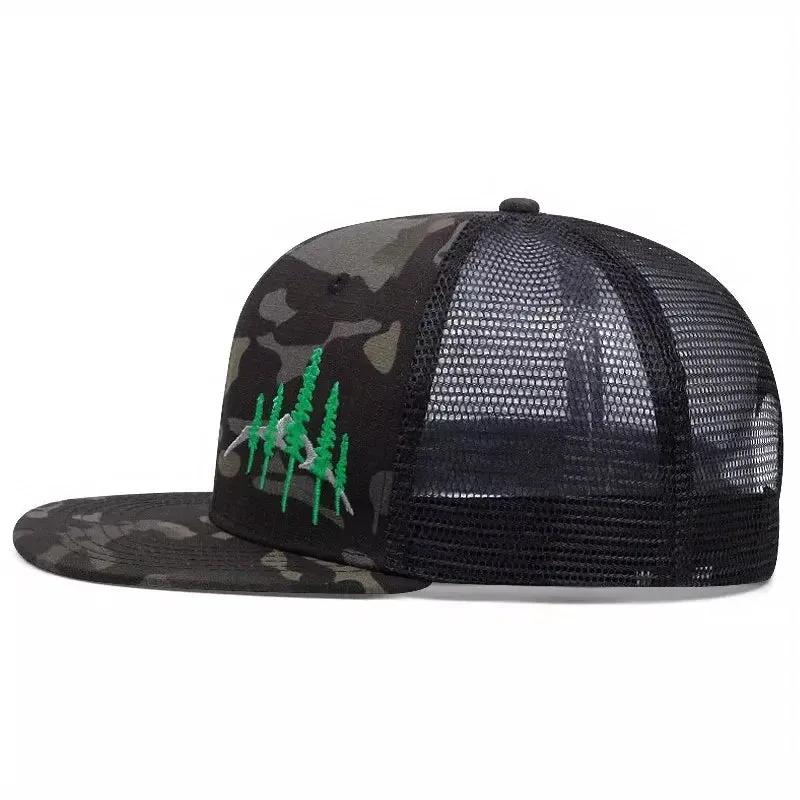 Wild Pines Black Camouflage Trucker Snapback Cap