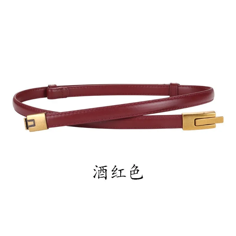 Woman Multicolor Thin Leather Belt