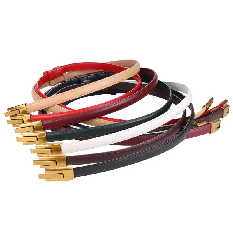 Woman Multicolor Thin Leather Belt