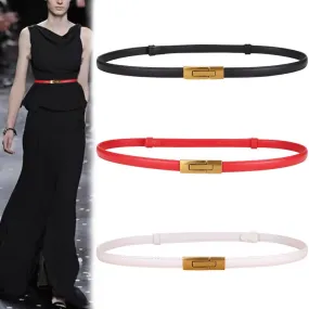 Woman Multicolor Thin Leather Belt