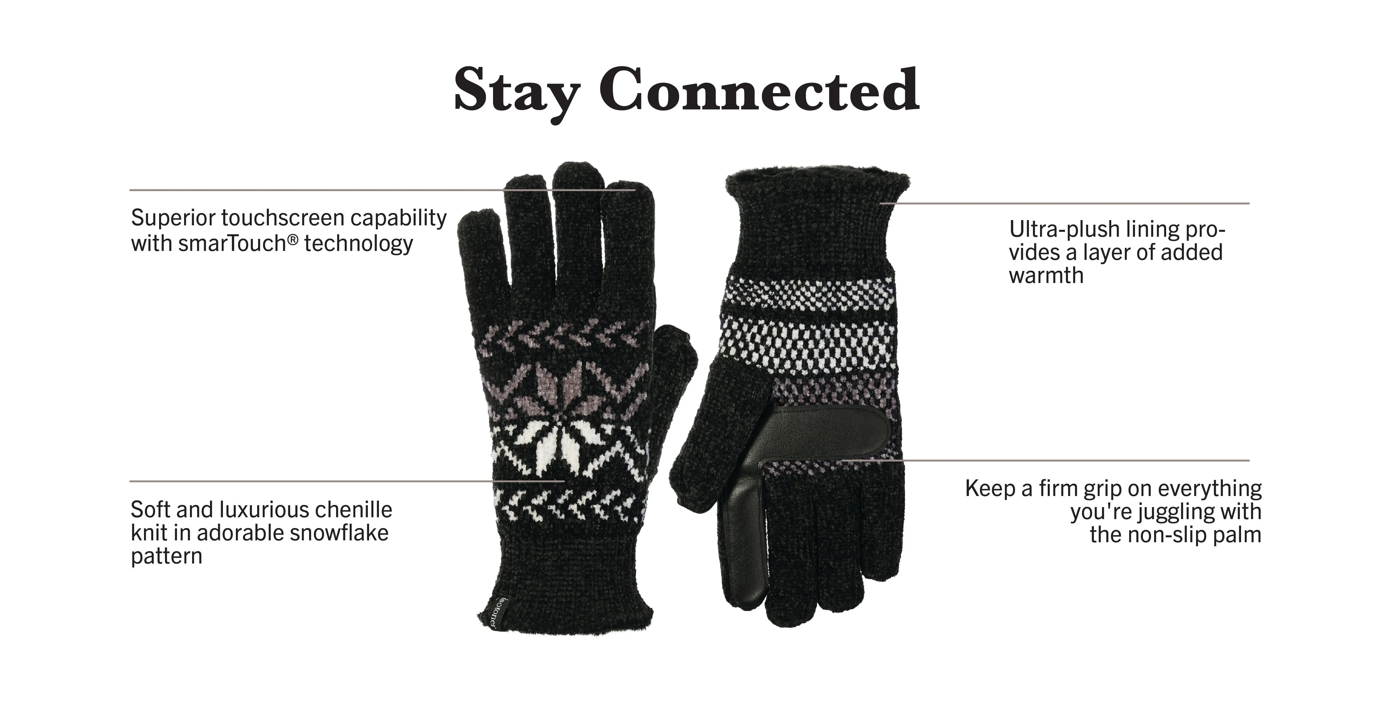 Women’s Chenille Snowflake Gloves